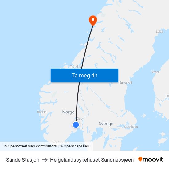 Sande Stasjon to Helgelandssykehuset Sandnessjøen map