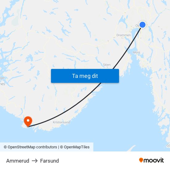 Ammerud to Farsund map