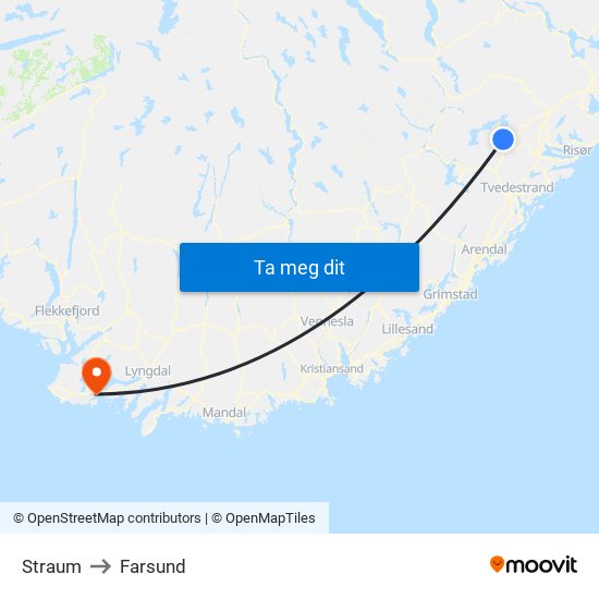 Straum to Farsund map