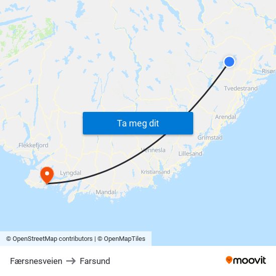 Færsnesveien to Farsund map