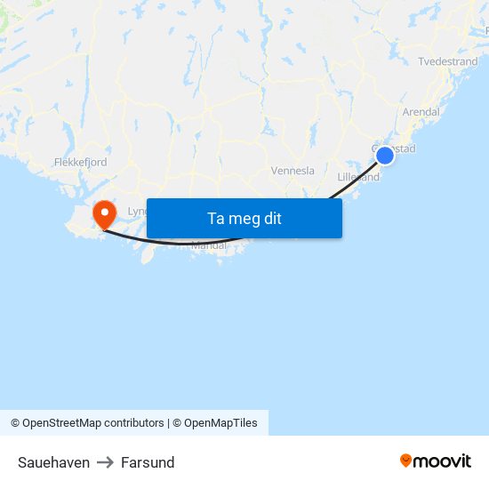 Sauehaven to Farsund map