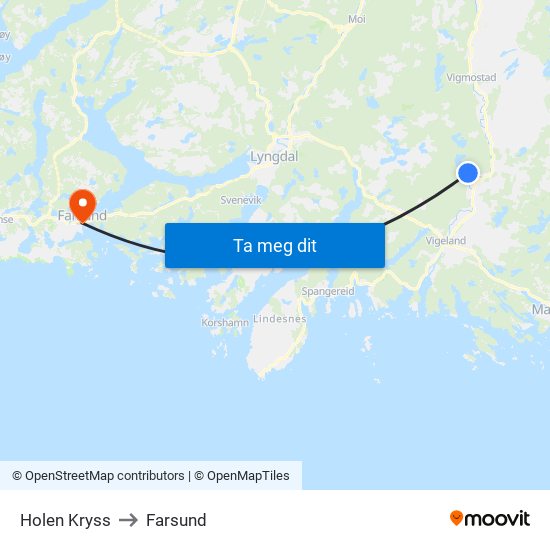 Holen Kryss to Farsund map
