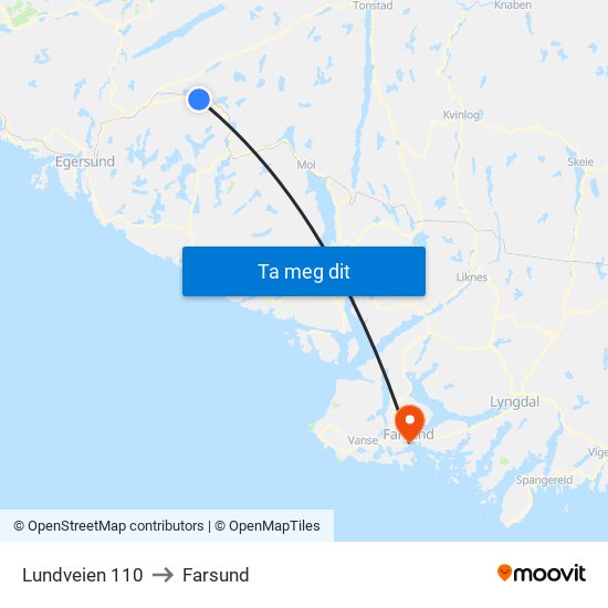 Lundveien 110 to Farsund map