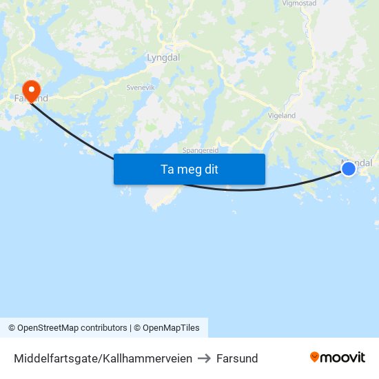 Middelfartsgate/Kallhammerveien to Farsund map