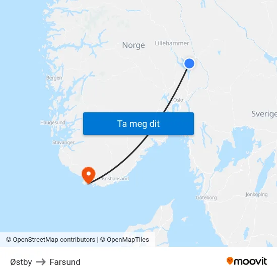 Østby to Farsund map
