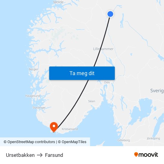 Ursetbakken to Farsund map