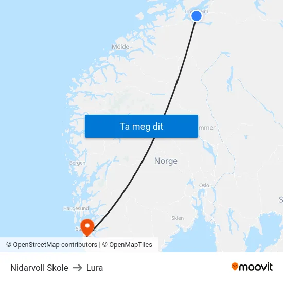 Nidarvoll Skole to Lura map