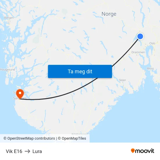 Vik E16 to Lura map