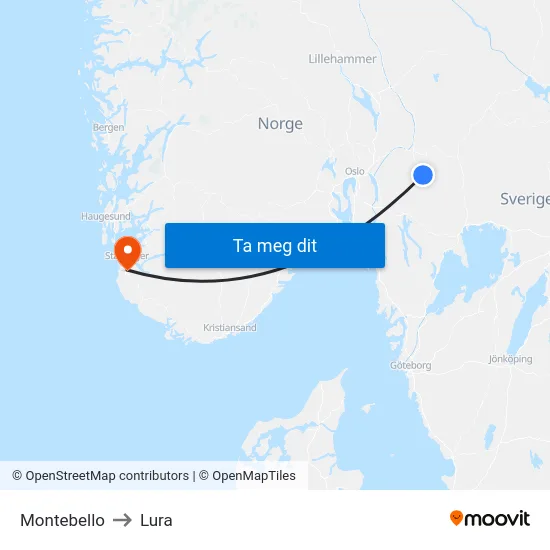 Montebello to Lura map