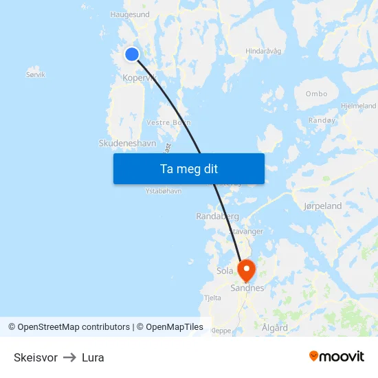 Skeisvor to Lura map