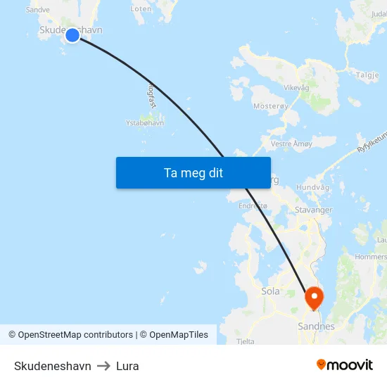 Skudeneshavn to Lura map