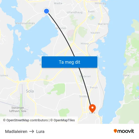 Madlaleiren to Lura map