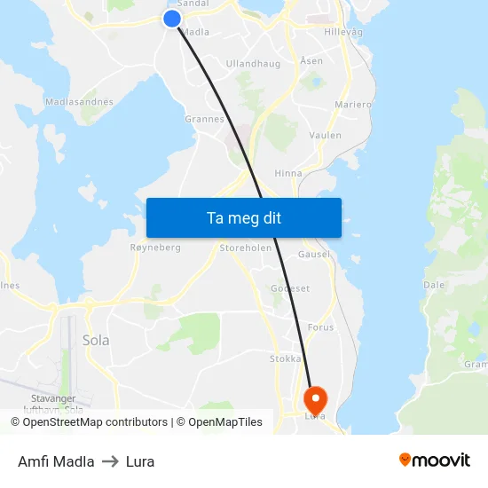 Amfi Madla to Lura map