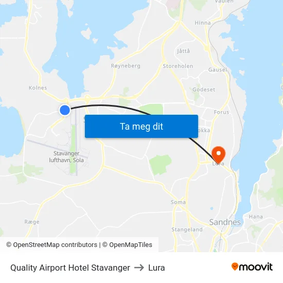 Quality Airport Hotel Stavanger to Lura map