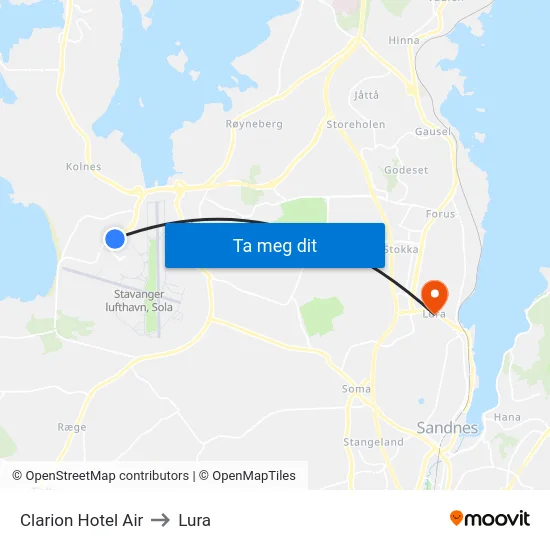 Clarion Hotel Air to Lura map