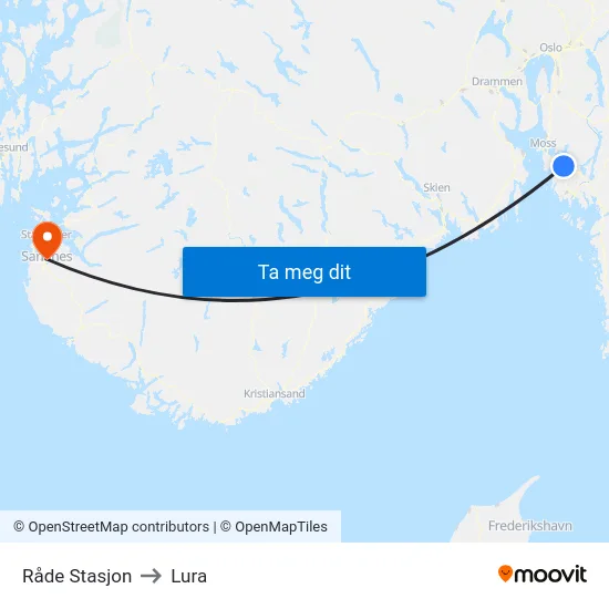 Råde Stasjon to Lura map