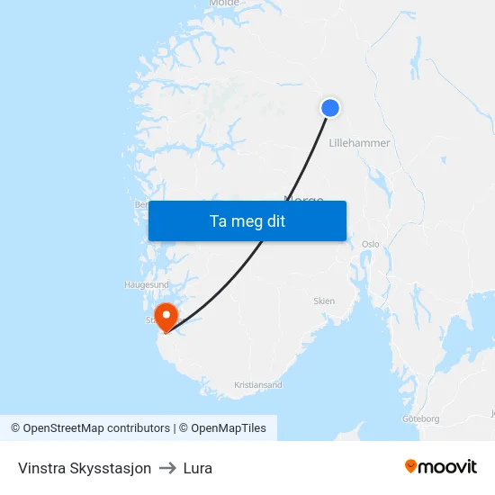 Vinstra Skysstasjon to Lura map