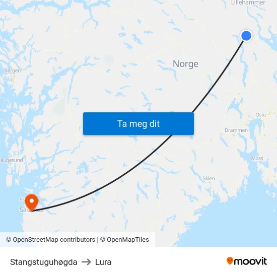 Stangstuguhøgda to Lura map