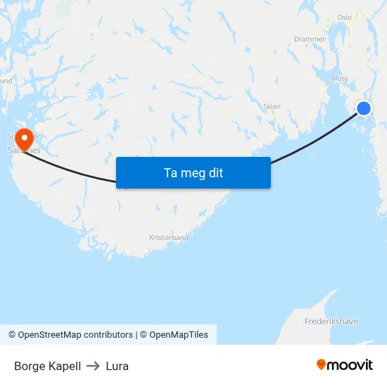Borge Kapell to Lura map