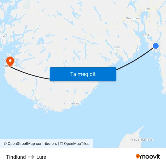 Tindlund to Lura map