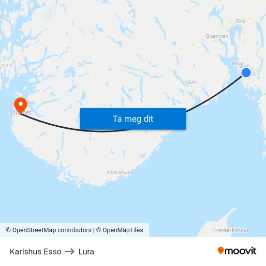Karlshus Esso to Lura map