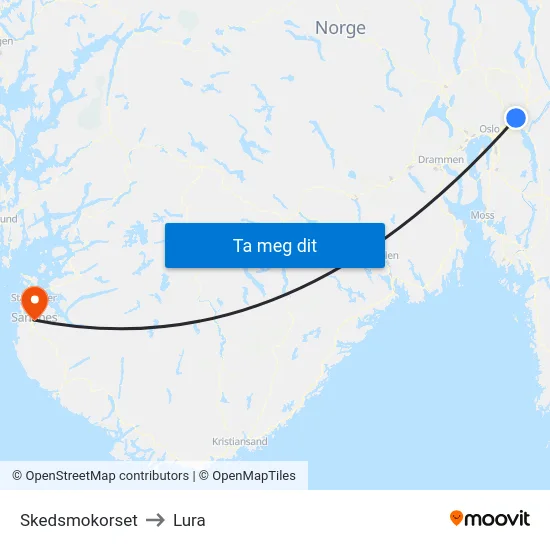 Skedsmokorset to Lura map