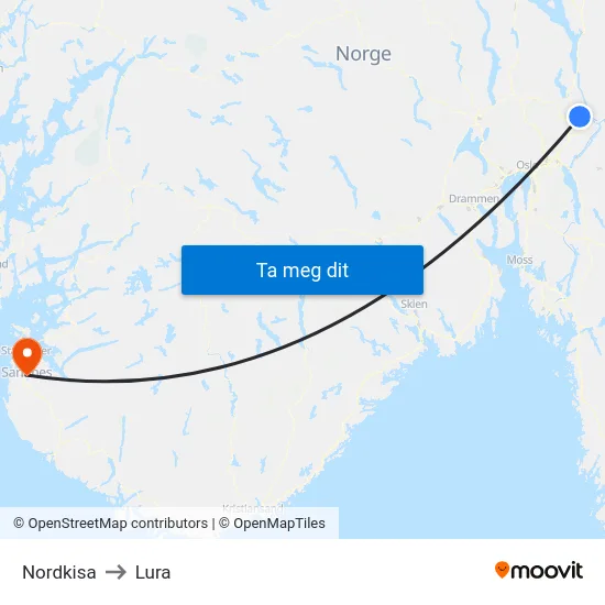 Nordkisa to Lura map