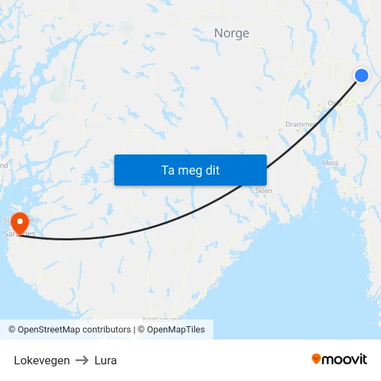 Lokevegen to Lura map