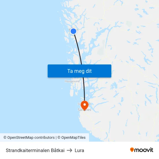 Strandkaiterminalen Båtkai to Lura map