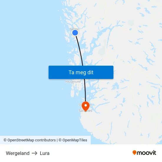 Wergeland to Lura map