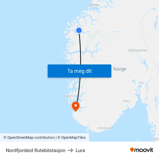 Nordfjordeid Rutebilstasjon to Lura map