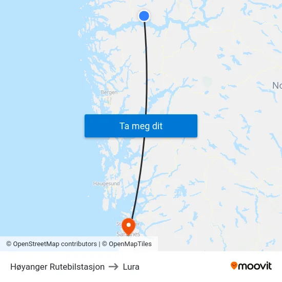 Høyanger Rutebilstasjon to Lura map