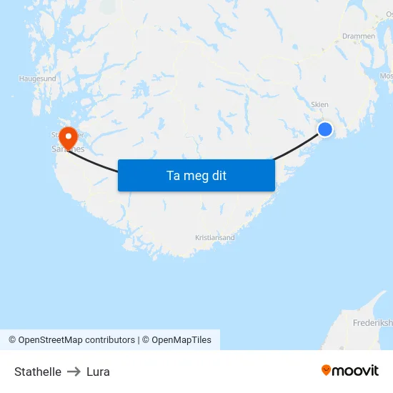 Stathelle to Lura map