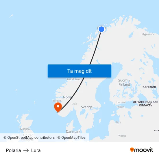 Polaria to Lura map