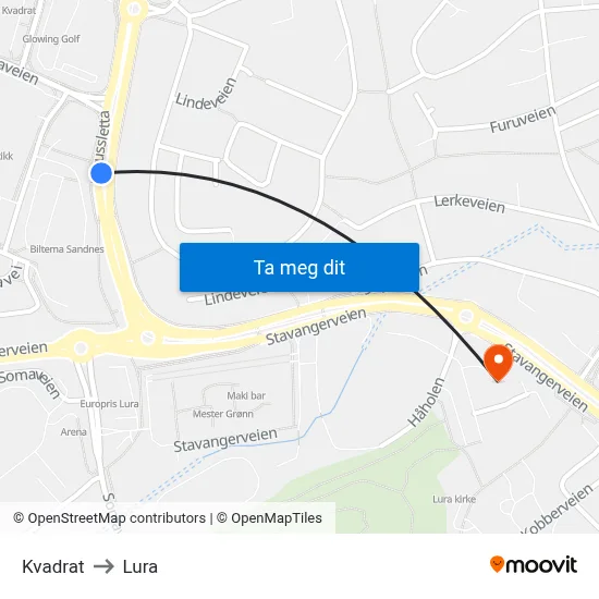 Kvadrat to Lura map