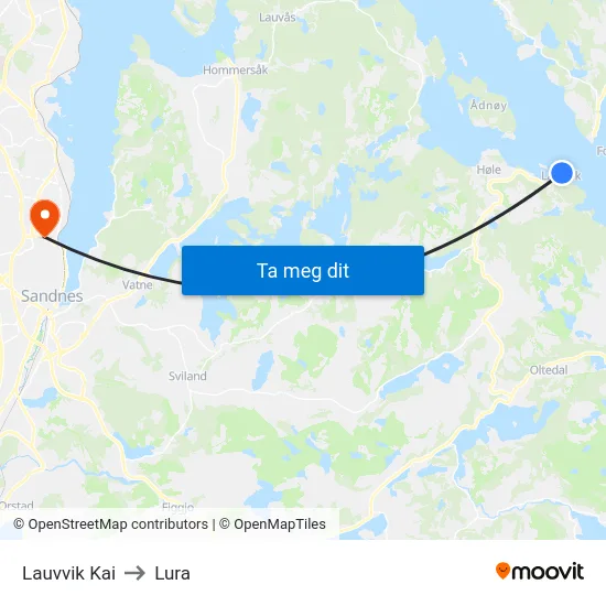 Lauvvik Kai to Lura map