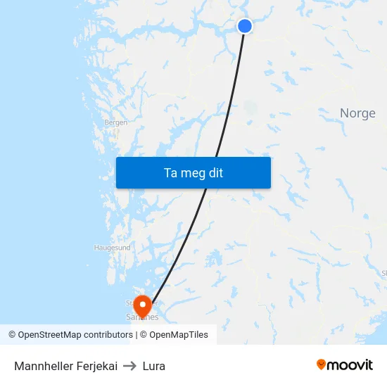 Mannheller Ferjekai to Lura map