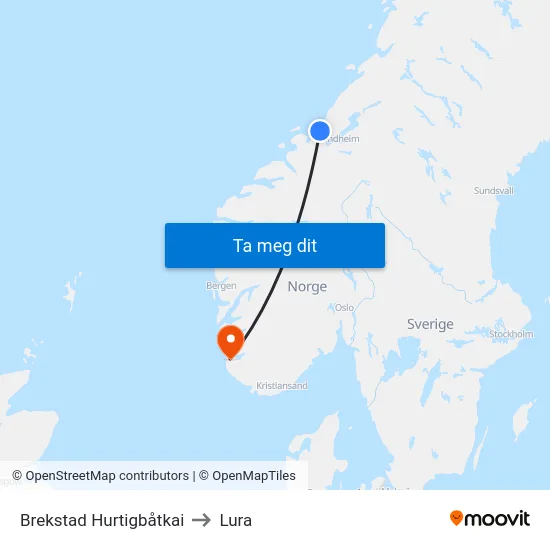 Brekstad Hurtigbåtkai to Lura map
