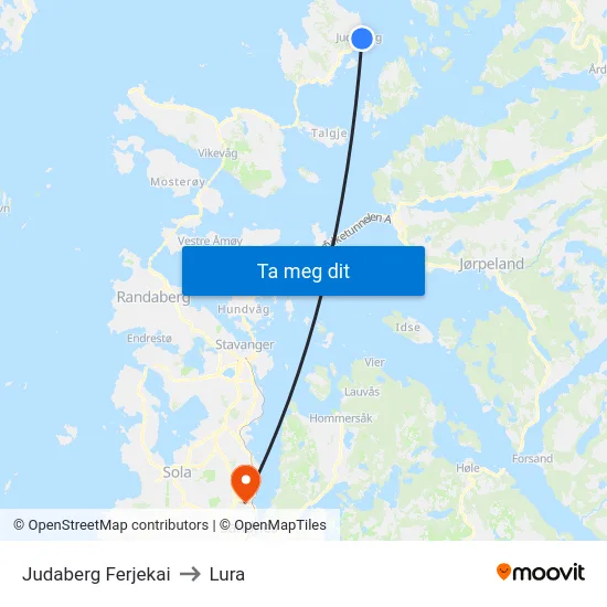 Judaberg Ferjekai to Lura map