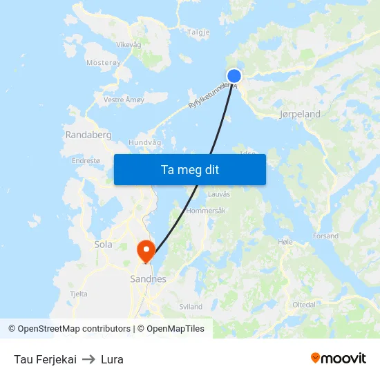 Tau Ferjekai to Lura map