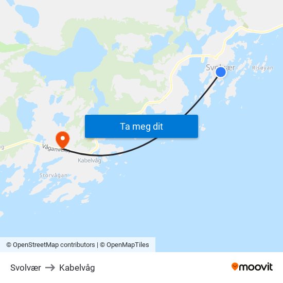 Svolvær to Kabelvåg map