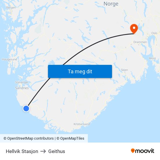 Hellvik Stasjon to Geithus map