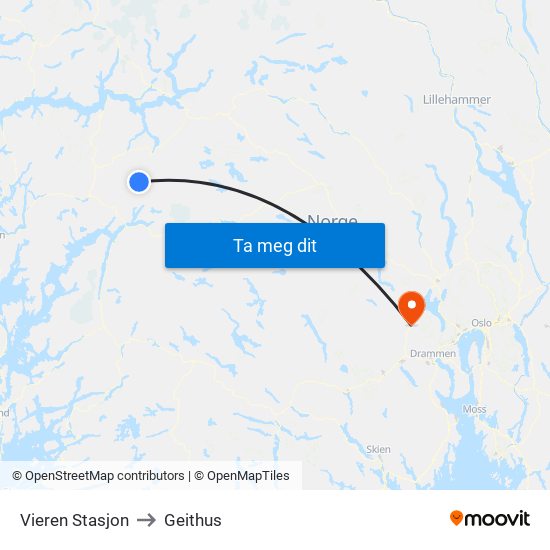 Vieren Stasjon to Geithus map