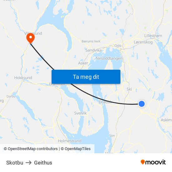 Skotbu to Geithus map