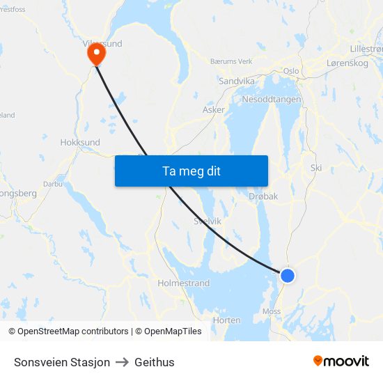 Sonsveien Stasjon to Geithus map