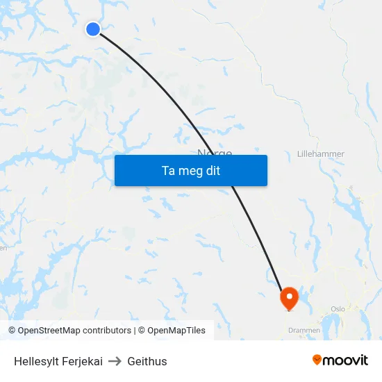 Hellesylt Ferjekai to Geithus map