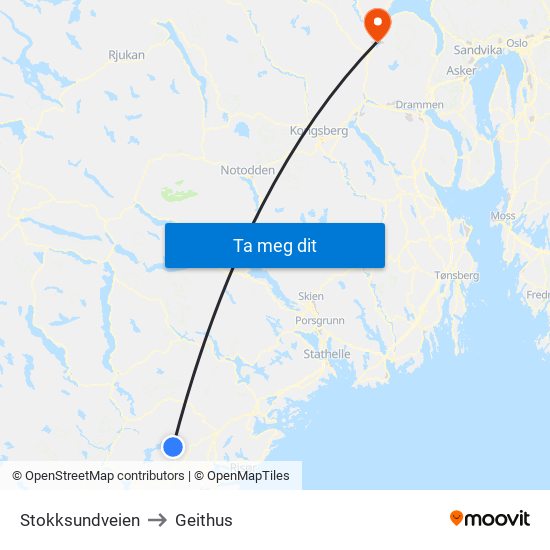 Stokksundveien to Geithus map