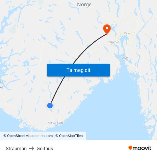 Strauman to Geithus map