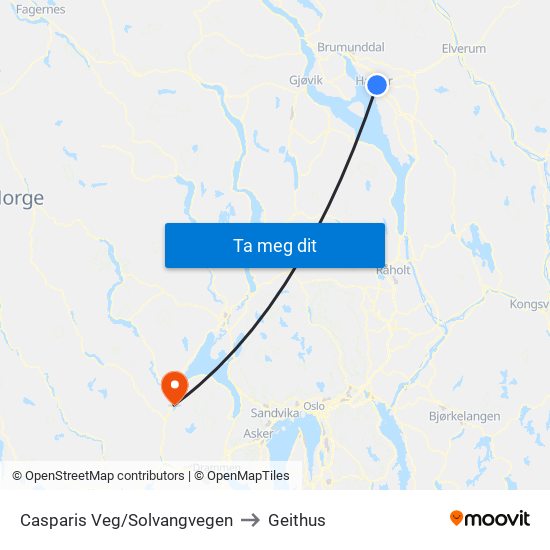 Casparis Veg/Solvangvegen to Geithus map
