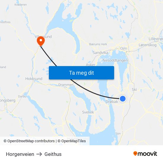 Horgenveien to Geithus map